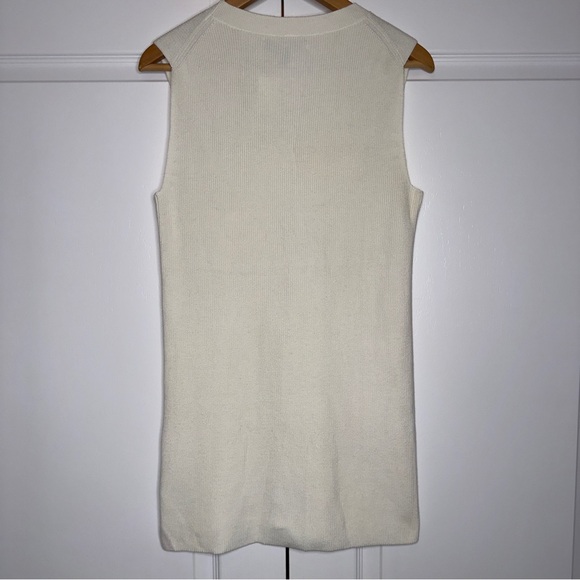 Banana Republic Sleeveless Ribbed Knit Tunic Sweater Ivory Cream XS - Picture 8 of 11